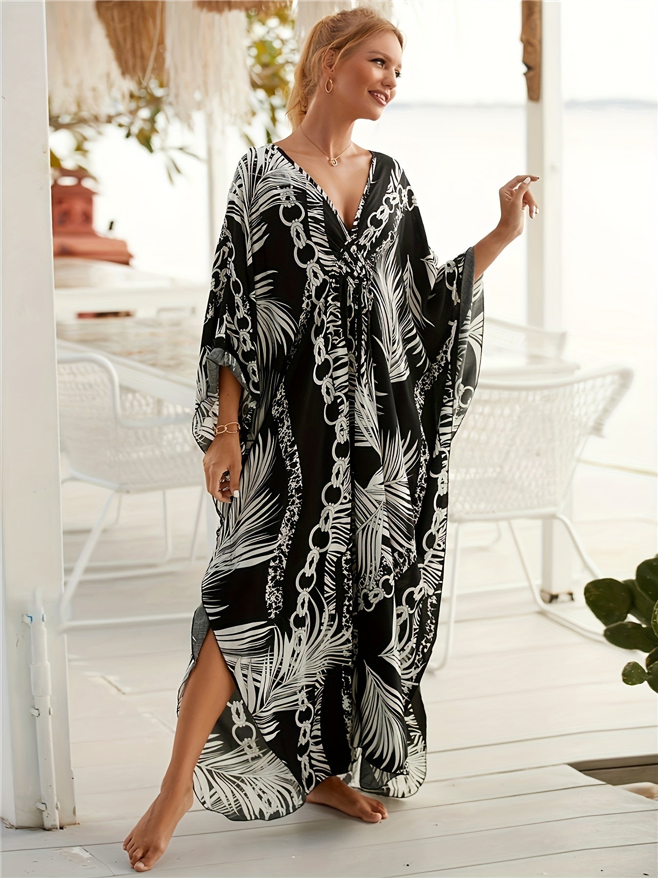 Sienna™ - Luxe Chain Print Kaftan Dress