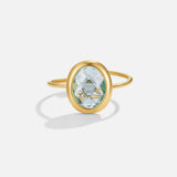Aquamarine Crystal Gold Ring