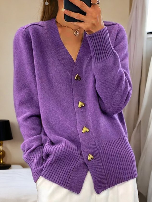 Zia™ - Heart Button Cardigan