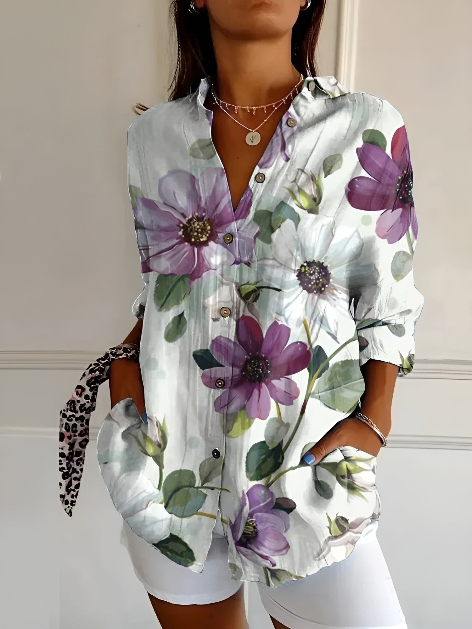 Madilyn™ - Printed Button-Up Shirt